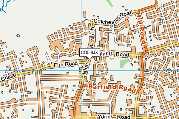 CO5 8JX map - OS VectorMap District (Ordnance Survey)