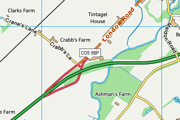 CO5 9BP map - OS VectorMap District (Ordnance Survey)