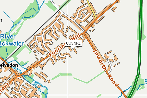 CO5 9PZ map - OS VectorMap District (Ordnance Survey)