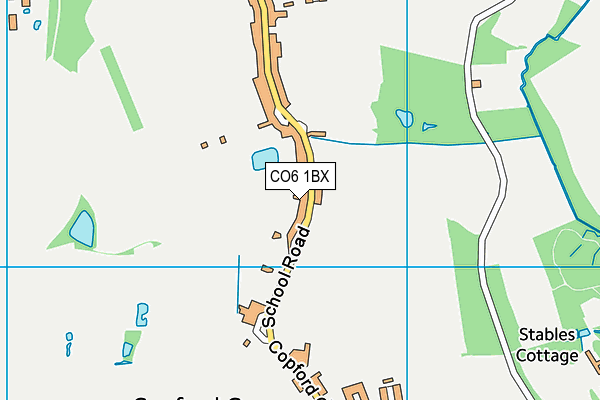 Copford C Of E Primary School map (CO6 1BX) - OS VectorMap District (Ordnance Survey)