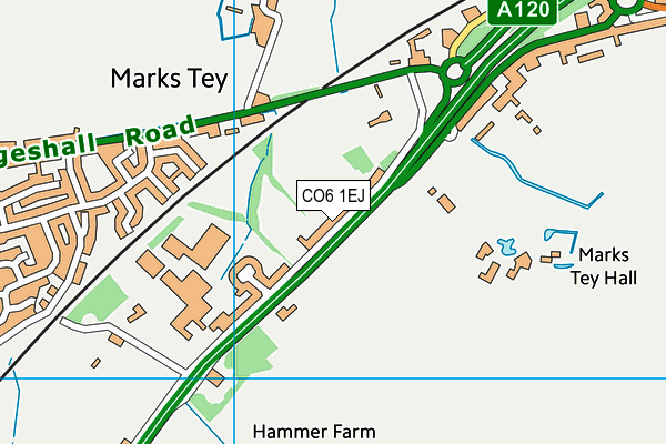 Marks Tey Playing Fields map (CO6 1EJ) - OS VectorMap District (Ordnance Survey)