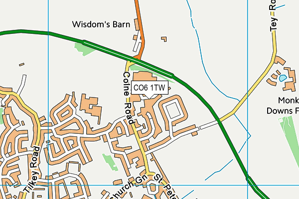 CO6 1TW map - OS VectorMap District (Ordnance Survey)