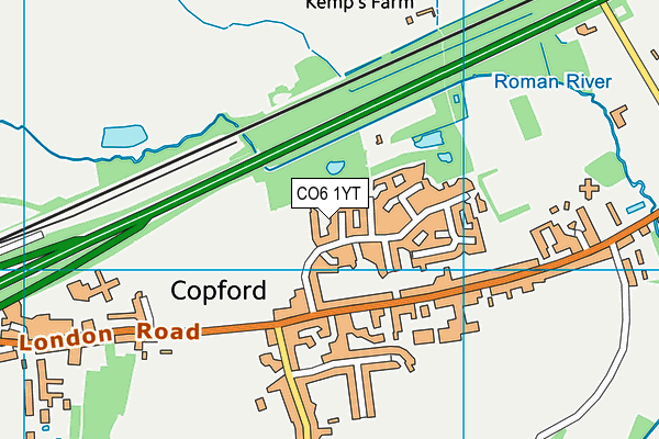 CO6 1YT map - OS VectorMap District (Ordnance Survey)