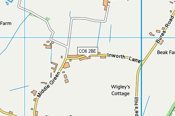 Chappel And Wakes Colne Cricket Club map (CO6 2BE) - OS VectorMap District (Ordnance Survey)