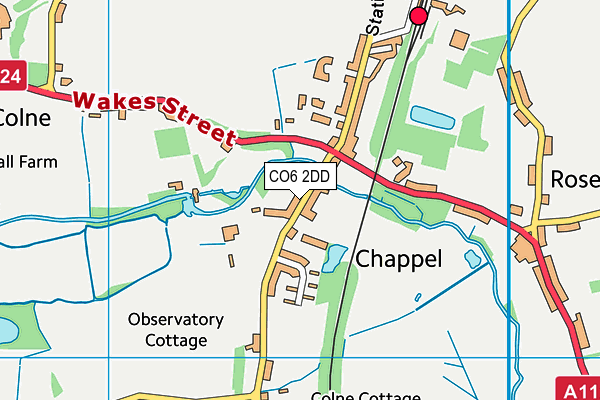 Chappel C Of E Primary School map (CO6 2DD) - OS VectorMap District (Ordnance Survey)