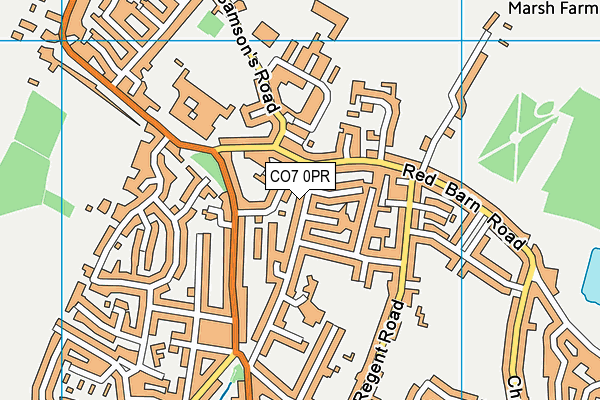 CO7 0PR map - OS VectorMap District (Ordnance Survey)