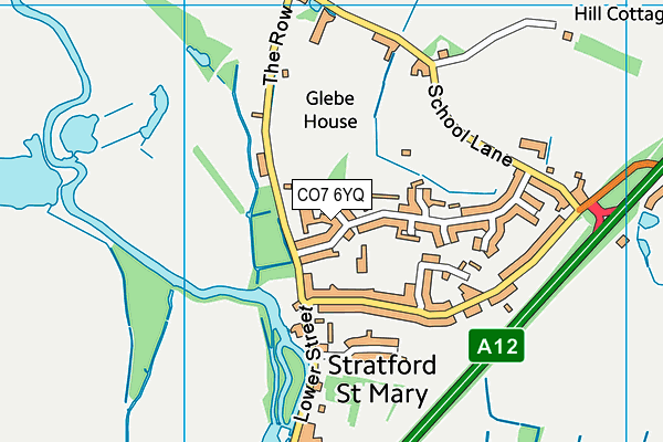 CO7 6YQ map - OS VectorMap District (Ordnance Survey)