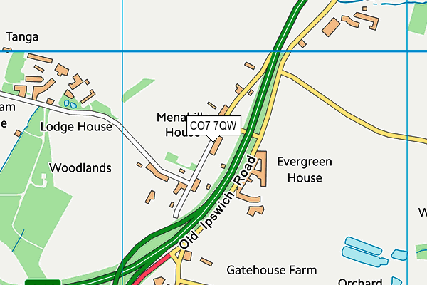 CO7 7QW map - OS VectorMap District (Ordnance Survey)