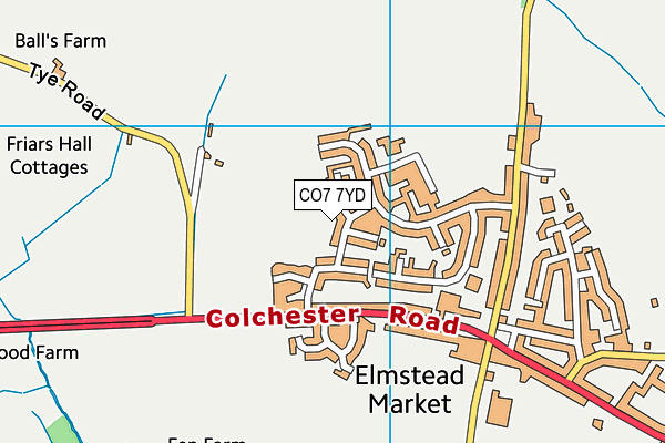 CO7 7YD map - OS VectorMap District (Ordnance Survey)