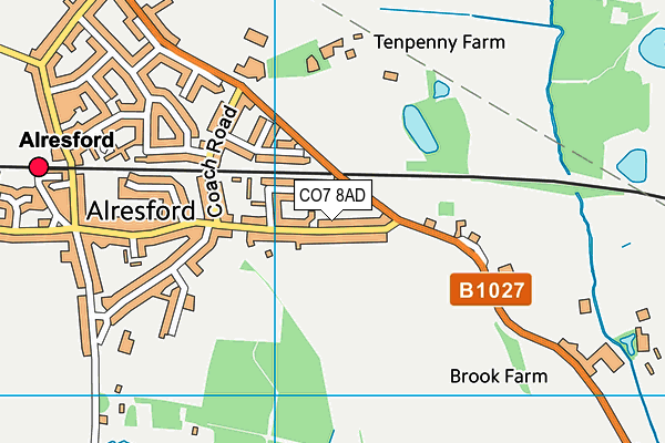 CO7 8AD map - OS VectorMap District (Ordnance Survey)