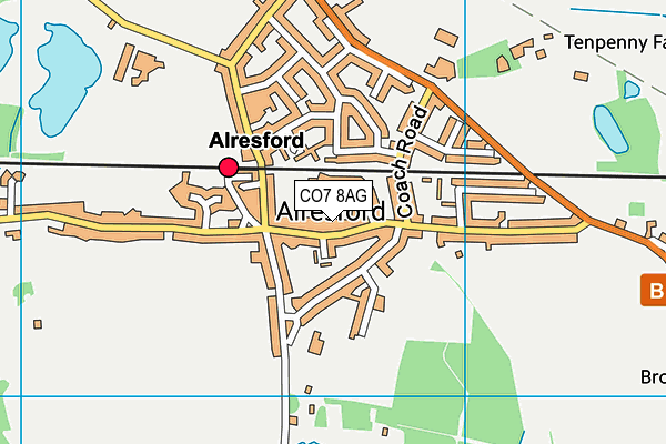 CO7 8AG map - OS VectorMap District (Ordnance Survey)