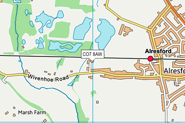 CO7 8AW map - OS VectorMap District (Ordnance Survey)