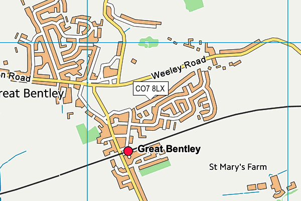 CO7 8LX map - OS VectorMap District (Ordnance Survey)