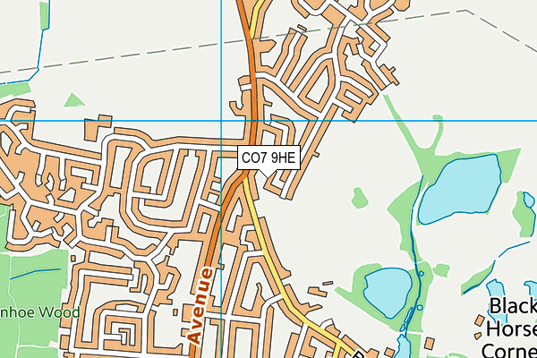 CO7 9HE map - OS VectorMap District (Ordnance Survey)