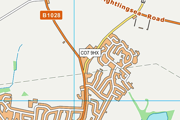Broad Lane Sports Ground map (CO7 9HX) - OS VectorMap District (Ordnance Survey)