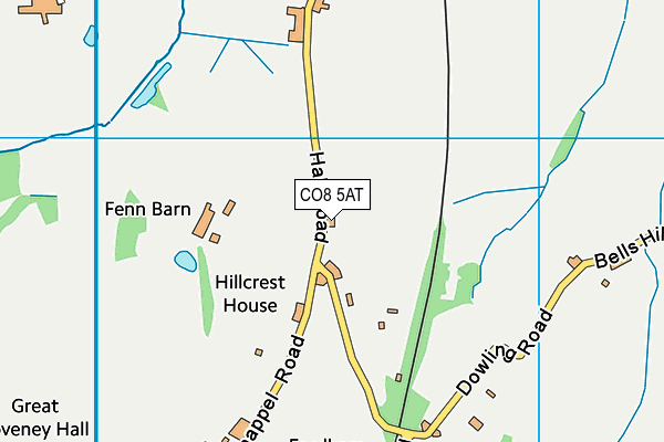 CO8 5AT map - OS VectorMap District (Ordnance Survey)