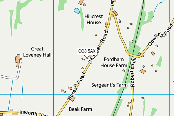 CO8 5AX map - OS VectorMap District (Ordnance Survey)