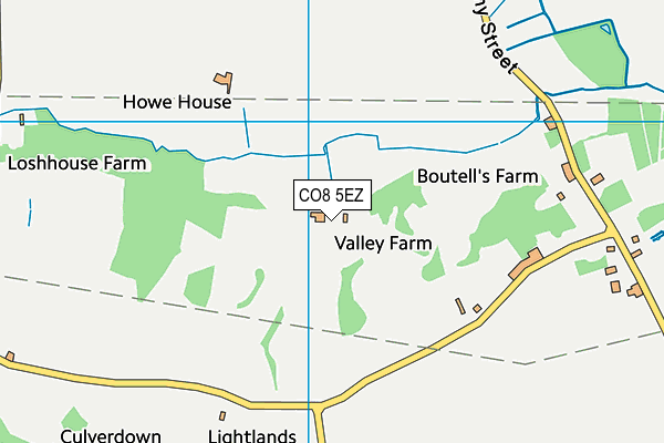 CO8 5EZ map - OS VectorMap District (Ordnance Survey)