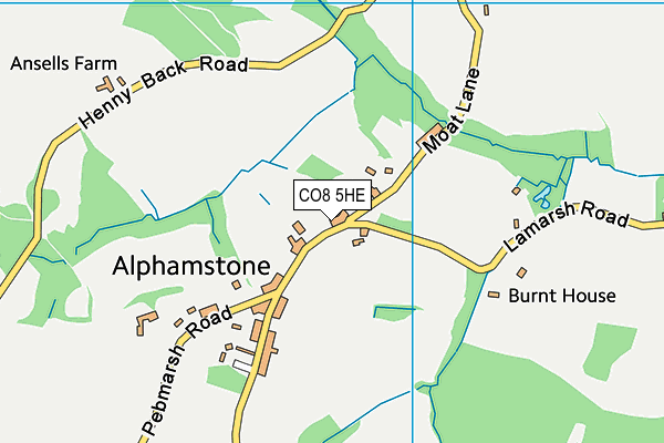 CO8 5HE map - OS VectorMap District (Ordnance Survey)