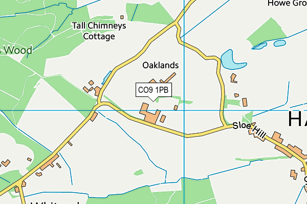 Woodlands Health & Fitness Club (Closed) map (CO9 1PB) - OS VectorMap District (Ordnance Survey)