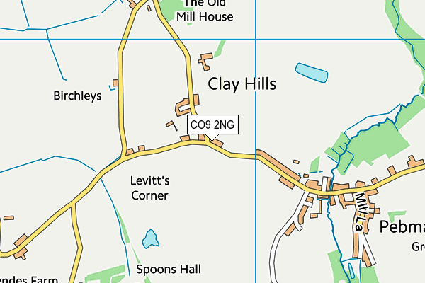 Clayhills map (CO9 2NG) - OS VectorMap District (Ordnance Survey)