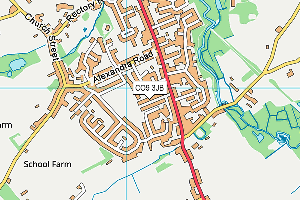 CO9 3JB map - OS VectorMap District (Ordnance Survey)