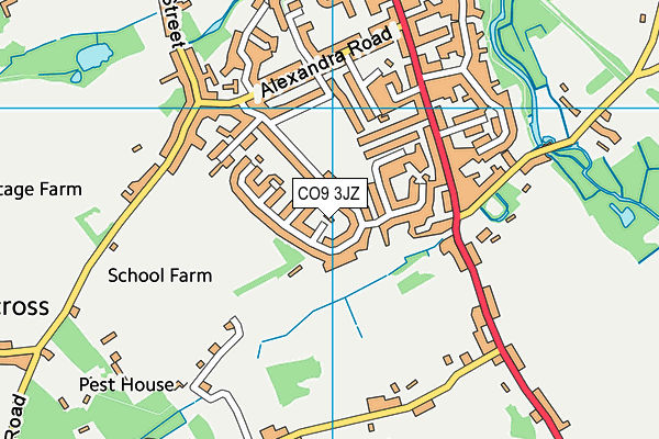 CO9 3JZ map - OS VectorMap District (Ordnance Survey)