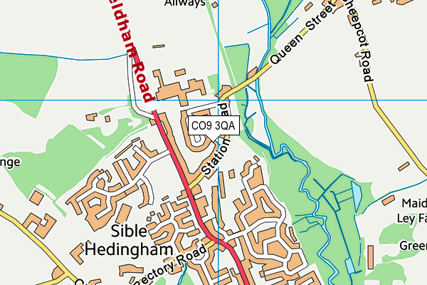 Sible Hedingham Social Club map (CO9 3QA) - OS VectorMap District (Ordnance Survey)