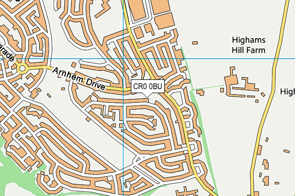 CR0 0BU map - OS VectorMap District (Ordnance Survey)