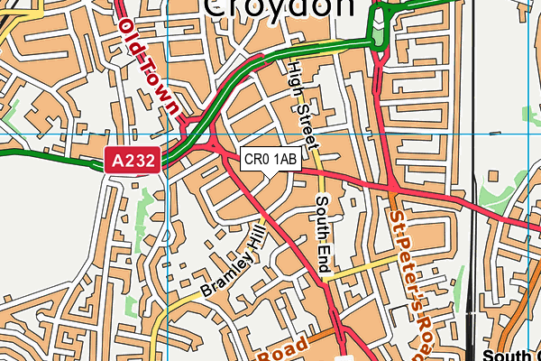 CR0 1AB map - OS VectorMap District (Ordnance Survey)