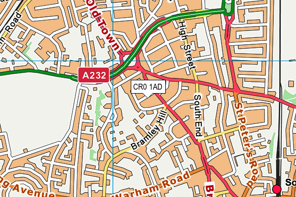 CR0 1AD map - OS VectorMap District (Ordnance Survey)