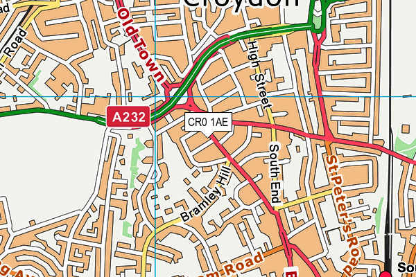 CR0 1AE map - OS VectorMap District (Ordnance Survey)