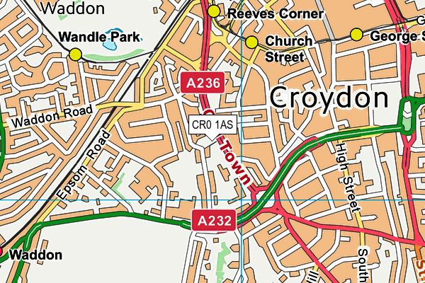 CR0 1AS map - OS VectorMap District (Ordnance Survey)