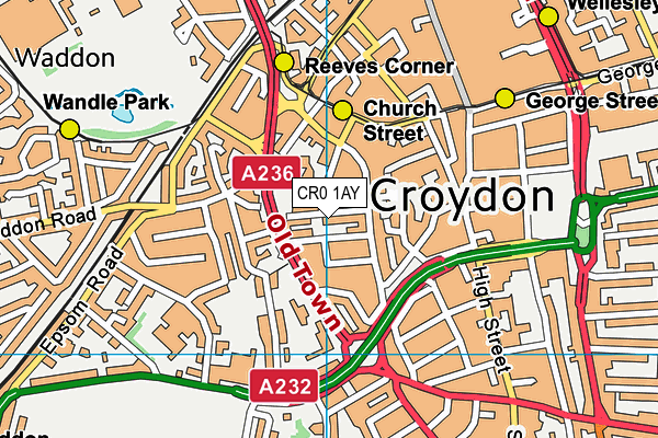 CR0 1AY map - OS VectorMap District (Ordnance Survey)