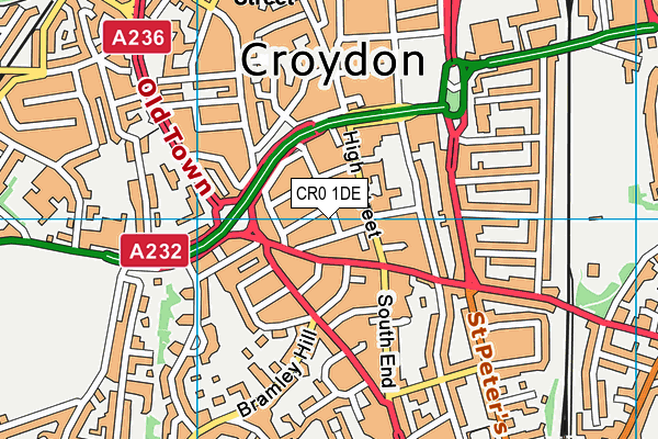 CR0 1DE map - OS VectorMap District (Ordnance Survey)