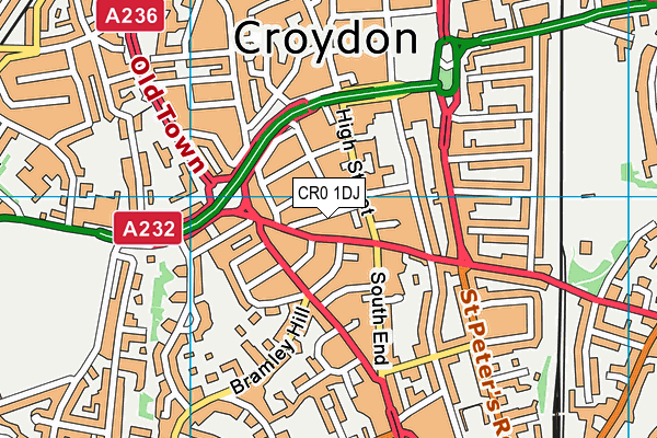 CR0 1DJ map - OS VectorMap District (Ordnance Survey)