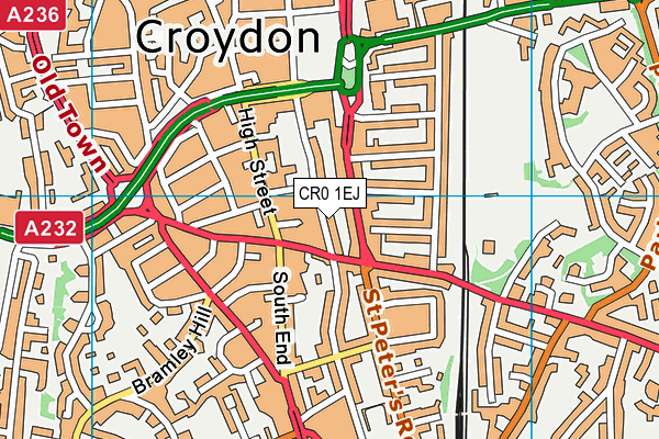 CR0 1EJ map - OS VectorMap District (Ordnance Survey)