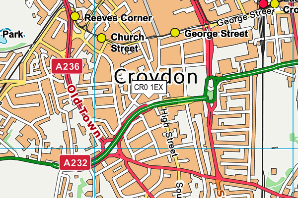 CR0 1EX map - OS VectorMap District (Ordnance Survey)