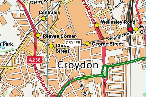 CR0 1FB map - OS VectorMap District (Ordnance Survey)