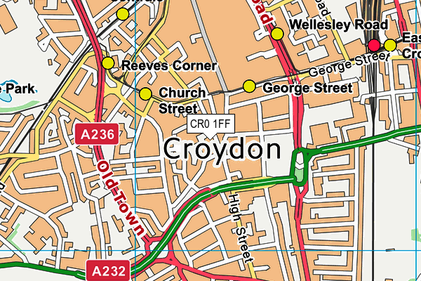 CR0 1FF map - OS VectorMap District (Ordnance Survey)