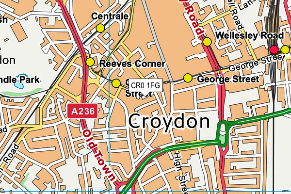 CR0 1FG map - OS VectorMap District (Ordnance Survey)