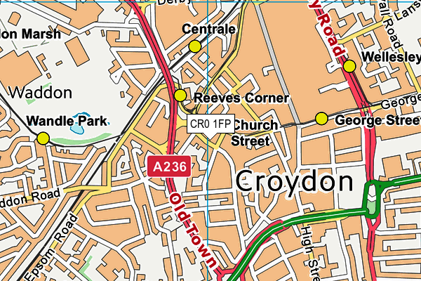 CR0 1FP map - OS VectorMap District (Ordnance Survey)