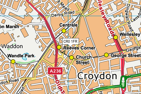 CR0 1FR map - OS VectorMap District (Ordnance Survey)