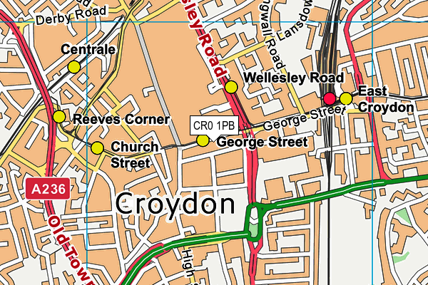 CR0 1PB map - OS VectorMap District (Ordnance Survey)