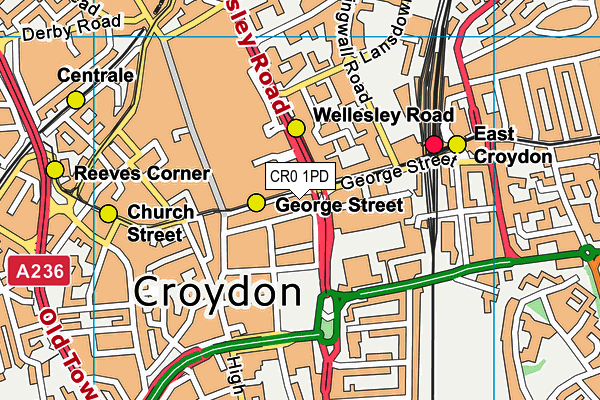 CR0 1PD map - OS VectorMap District (Ordnance Survey)