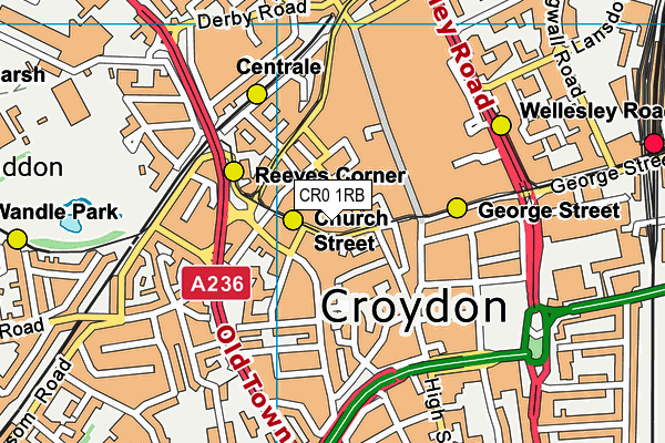 CR0 1RB map - OS VectorMap District (Ordnance Survey)