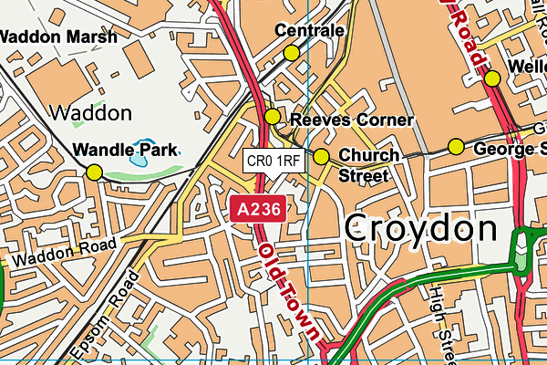 CR0 1RF map - OS VectorMap District (Ordnance Survey)