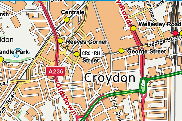 CR0 1RH map - OS VectorMap District (Ordnance Survey)