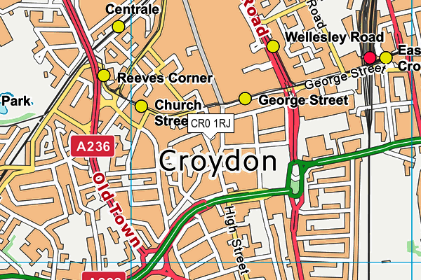 Nuffield Health (Croydon Central) map (CR0 1RJ) - OS VectorMap District (Ordnance Survey)