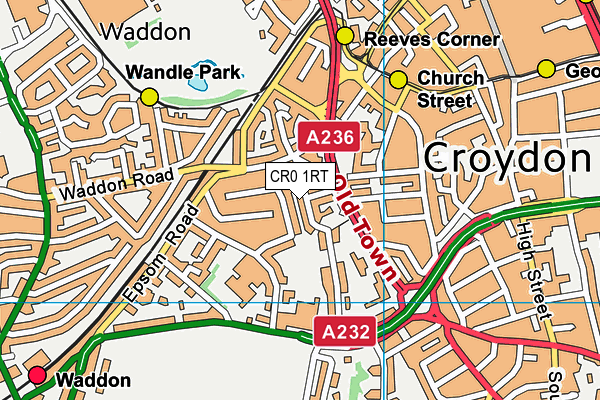 CR0 1RT map - OS VectorMap District (Ordnance Survey)